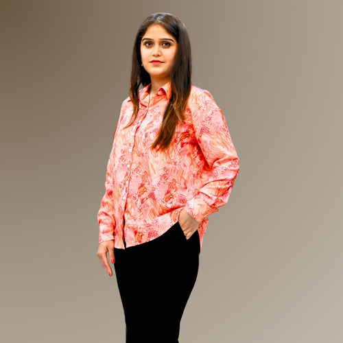Peach Floral Print Shirt