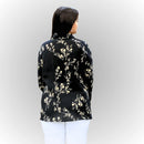 Women's Black Floral Print Shirt | Frill Sleeve Cotton Blouse
