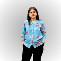 Women's Sky Blue Abstract Print Shirt | Viscose Top