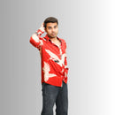Deep Red Swan Print Resort Shirt