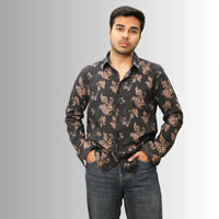 Men's Black Paisley Print Shirt | Cotton Evening Wear