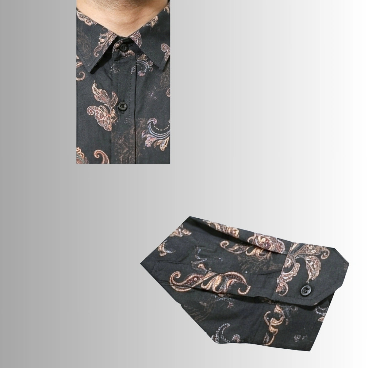 Men's Black Paisley Print Shirt | Cotton Evening Wear