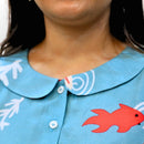 Women's Sky Blue Abstract Print Shirt | Viscose Top