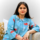 Women's Sky Blue Abstract Print Shirt | Viscose Top