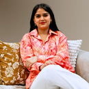 Peach Floral Print Shirt