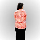 Women's Peach Floral Print Shirt | Viscose Relaxed Fit Blouse